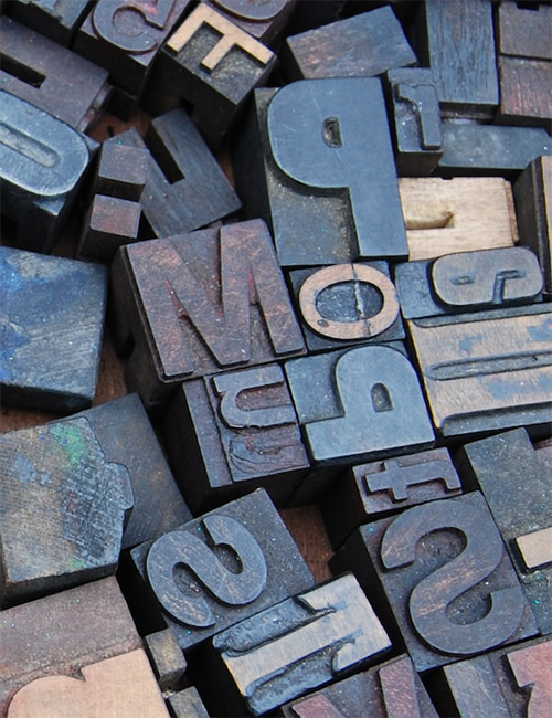 Alphabetic letters made from wood